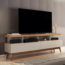 Rack 1,60m 2 Gavetas Vivare Wood Off White Nature 170543 Giga Moveis