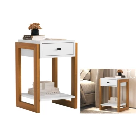 Kit 2 Mesa de Cabeceira Luxo 1 Gav 1661 Branco Brilho Ofertamo FORA DE LINHA