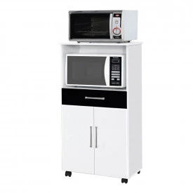 Balcão para Microondas Ipe Branco/Preto Primus Móveis 