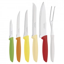 JOGO DE FACAS 6 PCS PLENUS COLOR LAMINAS DE ACO INOX E CABOS DE POLIPROPILENO TRAMONTINA