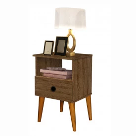 Mesa de Cabeceira Veneza 1 Gaveta Canela Romar Móveis Quarto