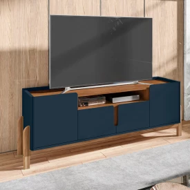 Rack Lizz 1,70 m Azul Cobalto Cedro Casa D Móveis Sala FORA DE LINHA