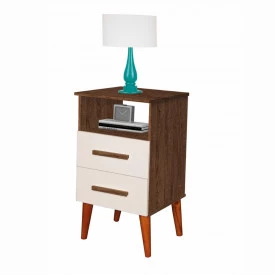 Mesa de Cabeceira Retrô Rubi Canela/Off White Romar Móveis Quarto