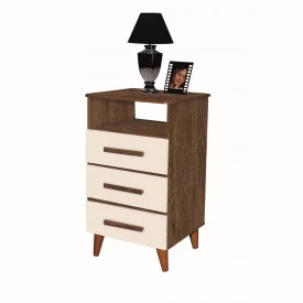 Mesa de Cabeceira Retrô Turquesa Canela/Off White Romar Móveis Quarto