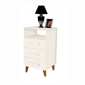 Mesa de Cabeceira Retrô Turquesa Branco Romar Móveis Quarto