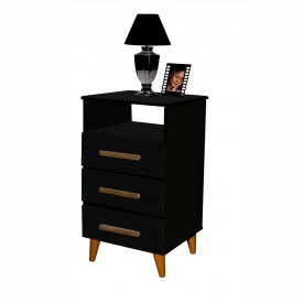 Mesa de Cabeceira Retrô Turquesa Preto Romar Móveis Quarto