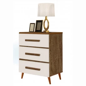 Mesa de Cabeceira Retrô Lírio Canela/Off White Romar Móveis Quarto