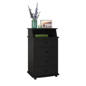 Mesa de Cabeceira Luxo New II 4 Gav Preto 25920 Ej Móveis