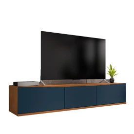 Rack Eros 1.80 Cedro Azul Cobalto 1 Gavetas Casa D Móveis Sala