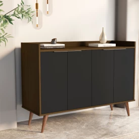 Aparador Buffet 4116 Pés De Madeira Palito Canela Preto JB Bechara FORA DE LINHA