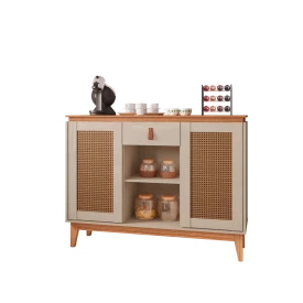 Aparador Buffet Diamante 1G Off White/Noce CasaD Móveis Sala FORA DE LINHA
