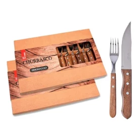 CONJUNTO TALHES CHURRASCO JUMBO 12 PECAS MADEIRA SIMONAGGIO