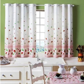 CORTINA P/ COZINHA ALEGRA 1,35m ALT X 2,00m LARG MORANGO