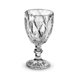 Jogo De Taças Diamante De Vidro 6 Peças 260ml Água Suco Original Glass