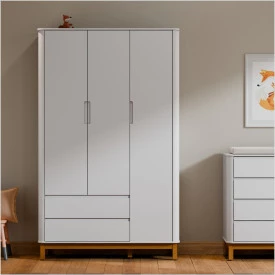 Roupeiro Flow 3 Portas c/ Gavetas 100% MDF Branco Soft Eco Wood 71217 Matic Móveis