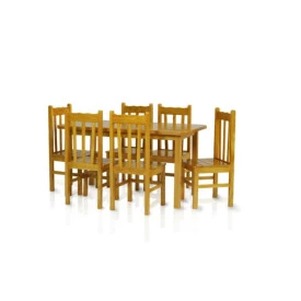 Mesa Com 6 Cadeiras de Madeira Maciça 150x80 Cerejeira - Bonafé