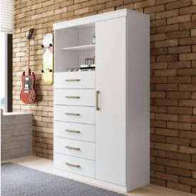 Multi Comoda Maraba 1 Porta 6 Gavetas Branco Santos Andira