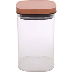 Pote Quadrado Vidro Boro Tampa Inox Bronze 1,1 L VD22152BZ Mimo Style 