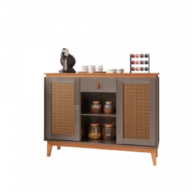 Aparador Buffet Diamante 1G Cinza Perola/Noce Casa D Móveis FORA DE LINHA