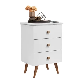 Mesa de cabeceira Liv 3 Gav Branco Maria Moveis
