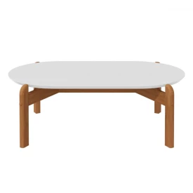 Mesa de Centro Lizz Oblonga Branco Cedro Casa D Moveis