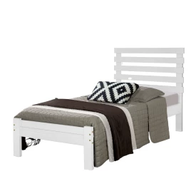 Cama Solteiro Rebeca New 0,90 Madeira Branco Atraente Moveis 