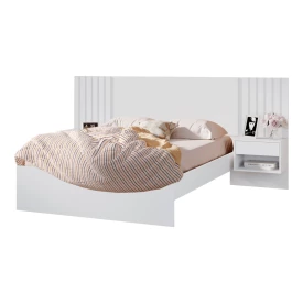 Cama Casal Zara com Mesa de Cabeceira Branco Robel Móveis FORA DE LINHA