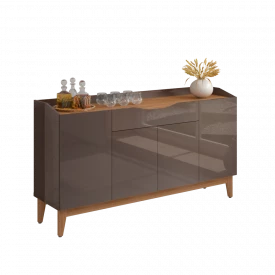 Buffet Balcão Ravena 4P 1 G Cinza Perola/Noce Casa D Móveis