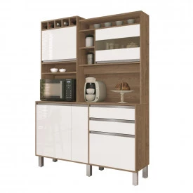 Kit Armario Cozinha Smart 05 Portas Cod. 6005 Freijo/Branco FORA DE LINHA