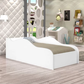Cama Solteiro Carro - Branco Acetinado