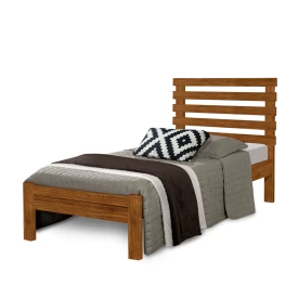 Cama Solteiro Rebeca New 0,90 Madeira Castanho Atraente Moveis 
