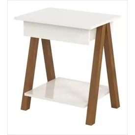 Mesa Lateral Old Tebarrot Móveis Off White Amêndoa 1 Gav Office