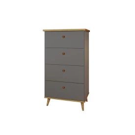 Cômoda Acacia C 4 Gavetas Cinza Mel  Primus Móveis FORA DE LINHA