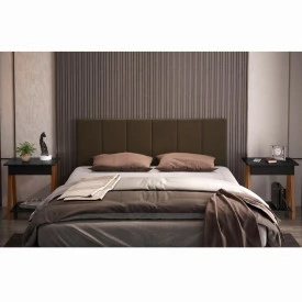 Conjunto Cabeceira 1,60 Marrom e 02 Mesa de Cabeceira 1gaveta Amadeirado/Preto OFERTAMO