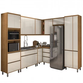 Cozinha Agata 01 2860x2616mm - 10 Peças Freijo/Off White Vitamov