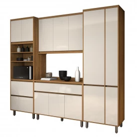 Cozinha Agata 02 2600mm - 04 Peças Freijo/Off White Vitamov