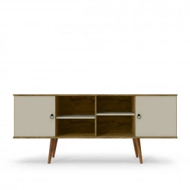 Buffet Bancada 2 Portas Pés Retro 1,60 Estrela Nature Off White Patrimar