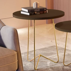 Mesa Centro Luxo 8004 Canela Pés de Ferro Dourado JB Bechara FORA DE LINHA 