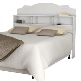 Cabeceira Queen Estrela 1,60 com Prateleira Branco Vitamov