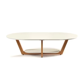 Mesa De Centro Elegance MDF Off White Nature Tebarrot Móveis