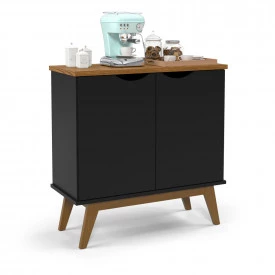 Buffet Prism 2 Portas Preto Acetinado Cumaru Patrimar 