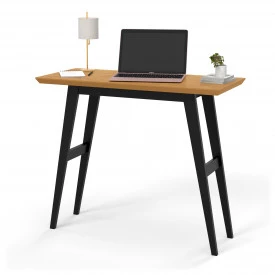 Escrivaninha Harvard 9040 Tampo MDF 30mm pé em madeira Tampo Freijo/Pé Preto OFERTAMO
