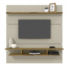 Painel Adryan Off White Nature com Prateleiras Patrimar