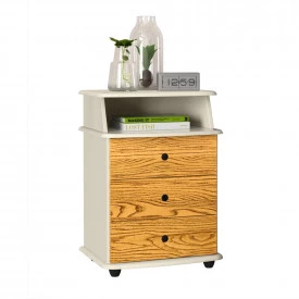 Mesa de Cabeceira Luxo Ej Móveis Off White/Nature 3212 Quarto