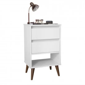 Mesa de Cabeceira Retro Taurus Ej Móveis Branco 27600 Quarto- FORA DE LINHA