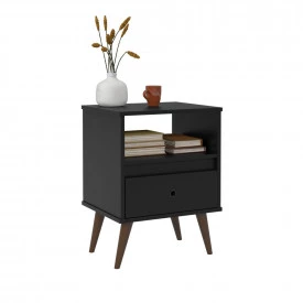 Mesa de Cabeceira Wood NEW Ej Móveis Preto 28520
