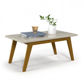 Mesa Centro Prism Off White Pés em Madeira Patrimar