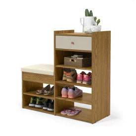 Sapateira Hall Cumaru Off White com 1 Gaveta Patrimar 