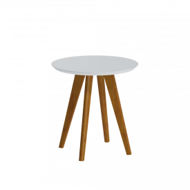 Mesa Lateral Classic Redonda - 6169 - Branco Acetinado
