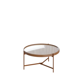 Mesa de Centro Aqua Imcal 68011 Off White Cobre Redonda Sala 